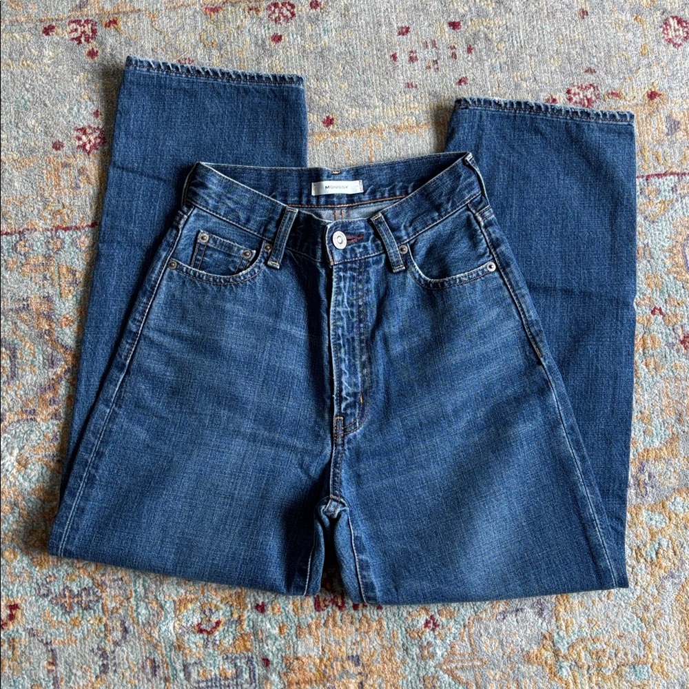 Moussy High Waist Straight Leg Jean 100% Cotton Size 24